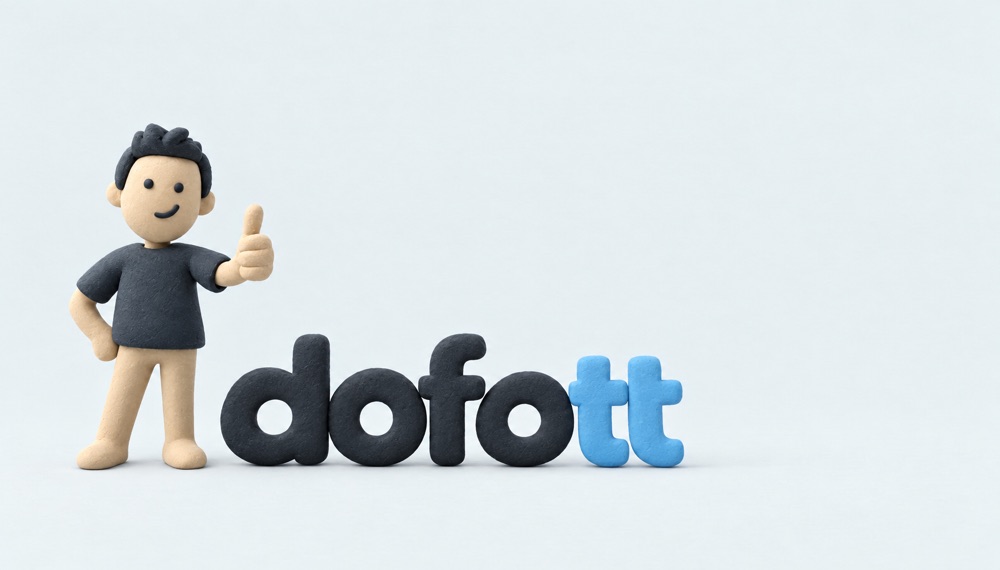 The DOFOTT figure giving a thumbs up beside the dofott logotype